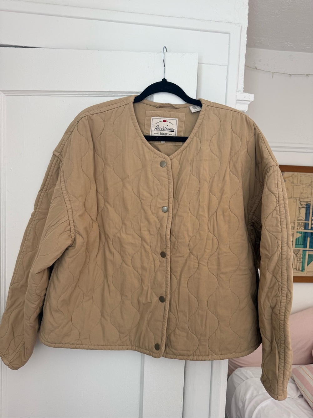 Levi's Josie Quilted Liner Jacket Tan Snap-Front Puffer Jacket (LIKE NEW)